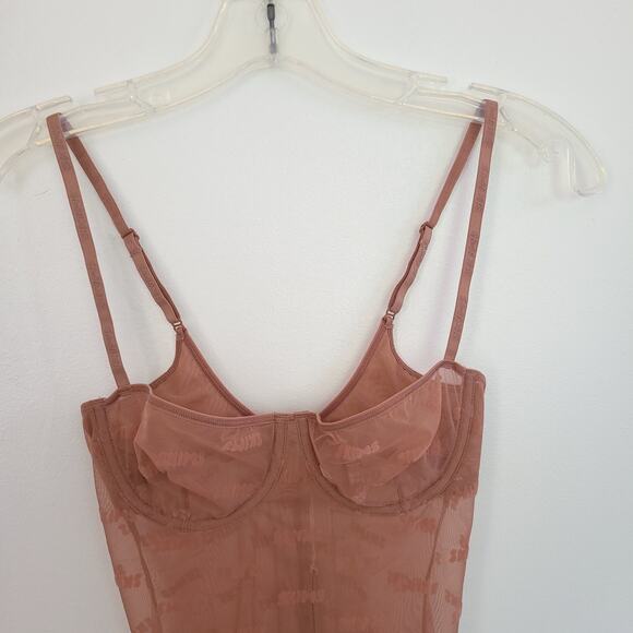 NEW Skims After Hours Slip Dress Rose Clay Logo Sheer Underwire Sexy Women XS - Picture 4 of 13